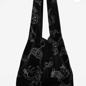 Disturbia Zodiac Foil Print Velour Tote Bag